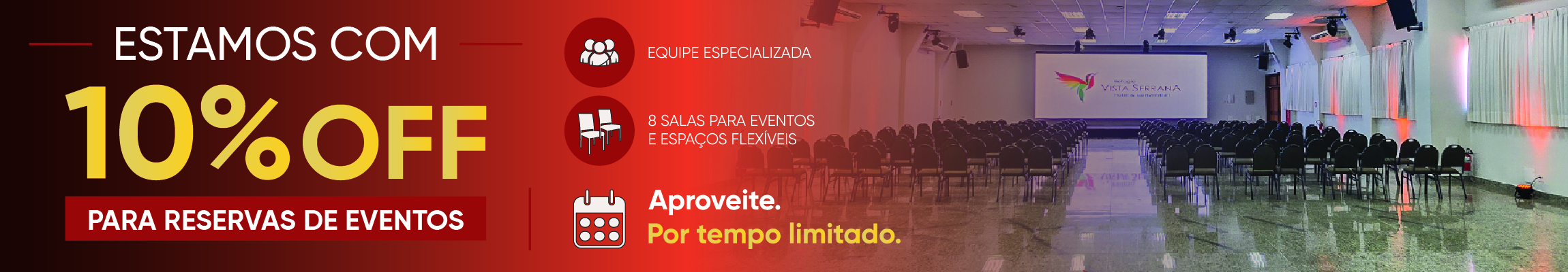 10% OFF para reservas de eventos no Refúgio Cheiro de Mato